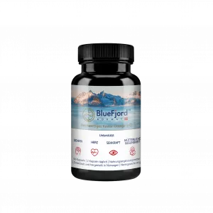 BlueFjord Norway - Hochwetiges Kaviar Omega-3 Kapseln, 1000 mg Öl pro Tagesportion, DHA, EPA, Cholin und Vitamin D, kein fischiges Aufstoßen, 60 Kapseln
